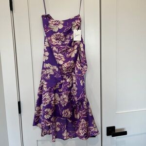 satin floral ruffle midi skirt